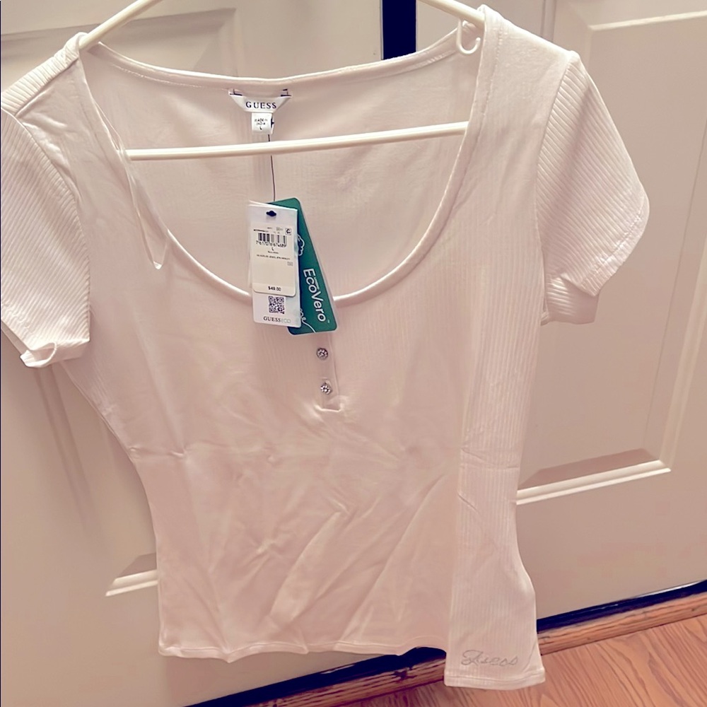 GUESS White Ribbed Women's Top